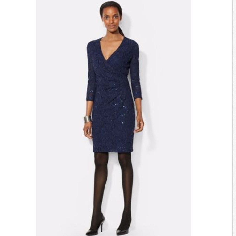 Lauren Ralph Lauren Sequin Lace sleeve 2 NWOT